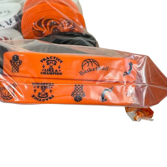 New In Box Basketball Silicone Bracelets Orange Mesh Bags Gift Tags 360 Pieces - Picture 4 of 13